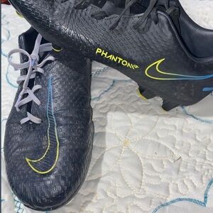 Nike Phantom Soccer Cleats - Black with Blue and Yellow Accents